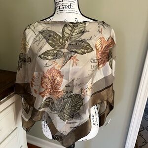 NWT Elegant Leaf Print Sheer Shawl